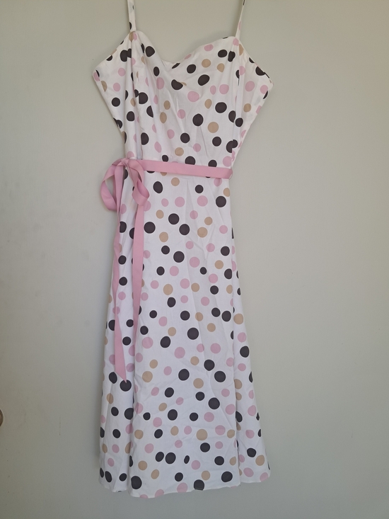 Jessica Howard Dresses & Skirts - Jessica Howard Cream Dress with Pink and Black Polka Dots